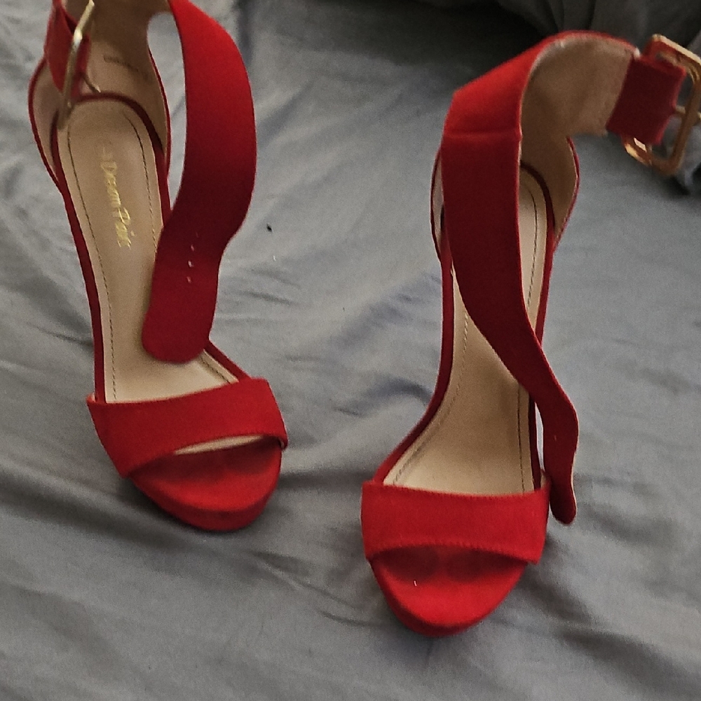 Dream Pairs Bold Red Strappy Heels